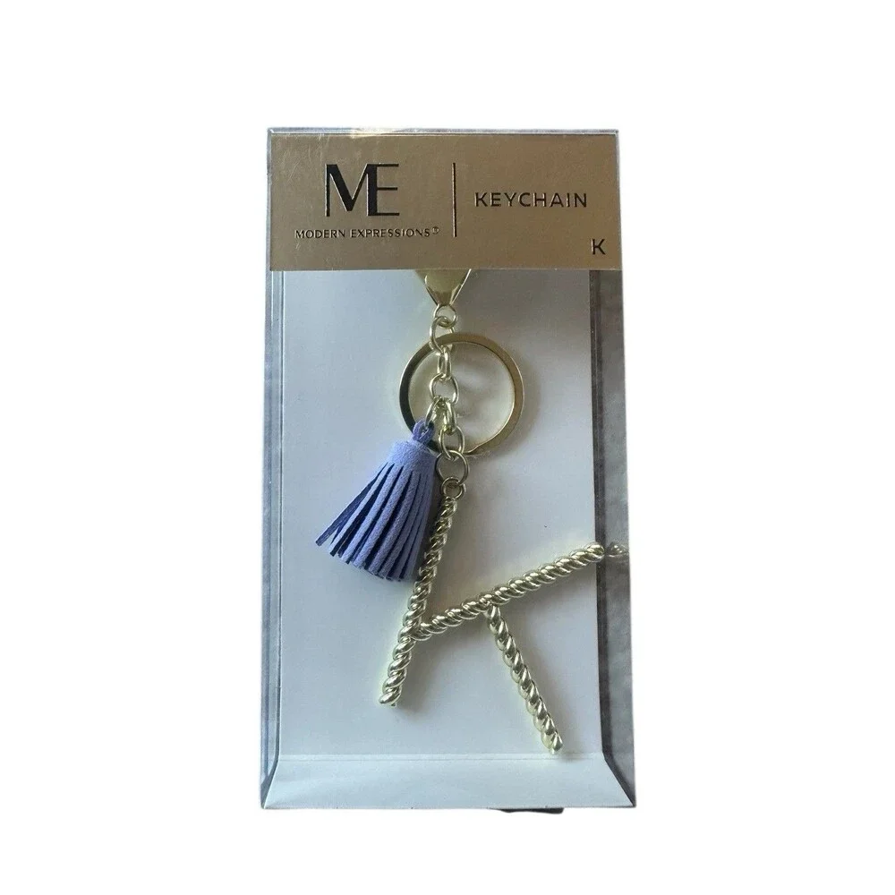 NEW Modern Expressions Gold Rope Initial keychain With Tassle U PIck Letter